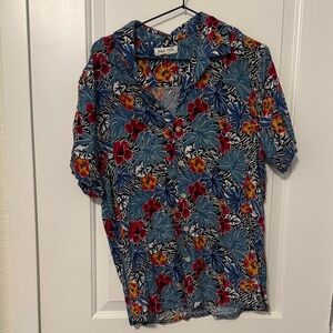 PacSun Tropical Floral Shirt - Blue, Red, Yellow